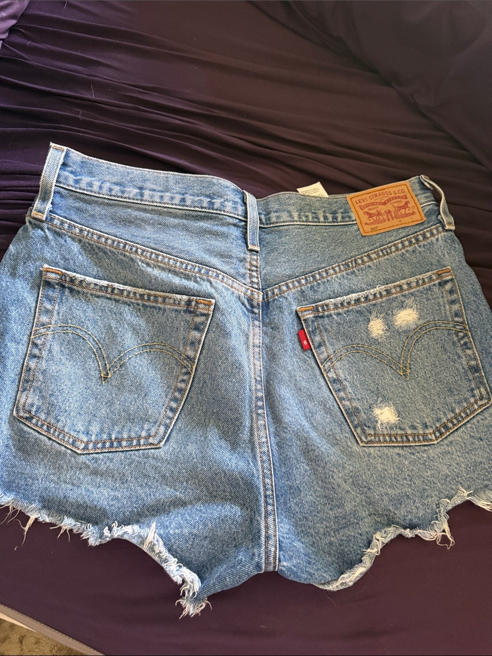 Levi's Light Blue Distressed Denim Cutoff Shorts
